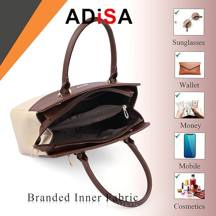 ADISA Color Block handbag shoulder bag satchel for women and girls with sling belt (AD4088)