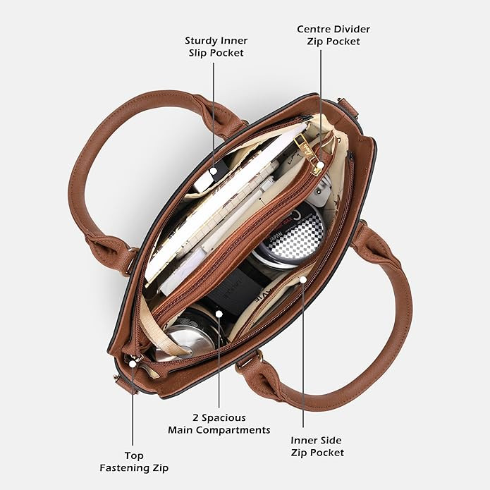 Lavie Women's Mono Ushawu Medium Satchel Handbag for Women | Satchel Bag for Work | Ladies purse | Stylish Shoulder Bag | Gift For Women