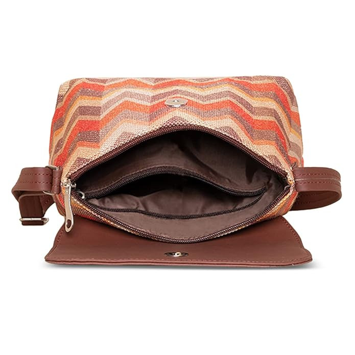 ZOUK Flap Sling Bag | Crossbody Bags for Women | Women's Handbags | Stylish | Vegan Leather Evening Bag | Travel & Office Use | Purse and Wallet | Tidal Wave Print