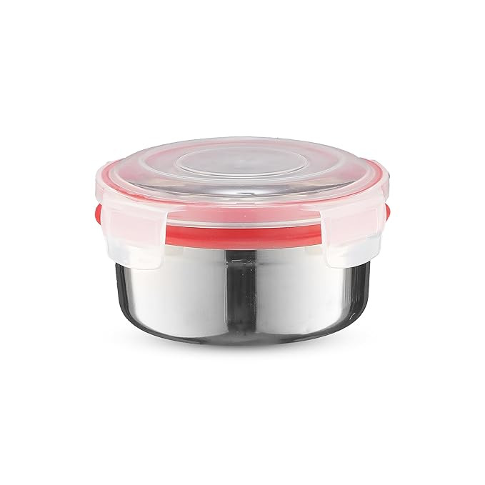 Trueware Clip N Close Smart Lock Stainless Steel Lunch Box | Durable, Airtight, BPA Free, 100% Food Grade | Versatile | for Office, for Men and Wowmn | 350 ml