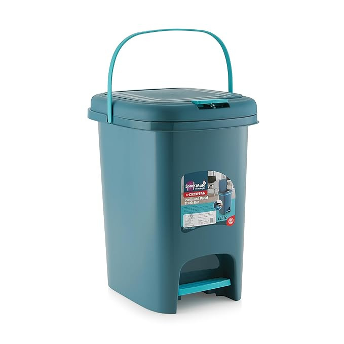 Plastic Push And Pedal Dustbin,12 Ltr,Multicolour