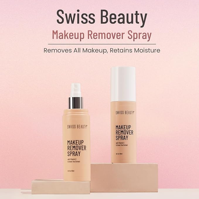 Swiss Beauty Makeup Remover Spray for Waterproof Makeup Removal & Dirt | With Vitamin E & Green Tea Extract | Hydrating Makeup Remover |For All Skin Types | 100ml