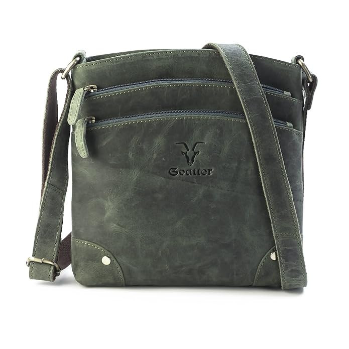 Goatter Genuine Leather 9.5" Inch Sling Cross-BodyBag for Girls And Women,