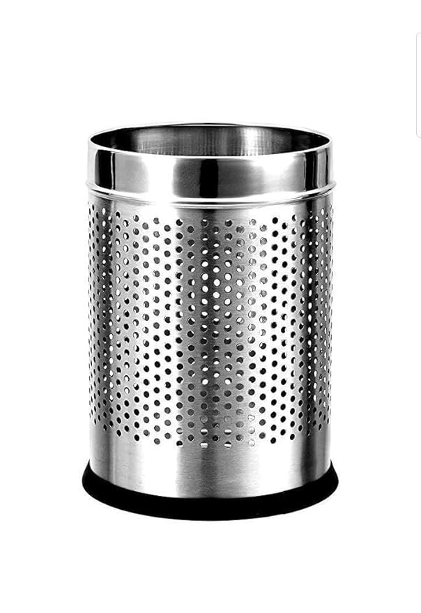 OPR Stainless Steel Open Perforated Dustbin Without Lid| Garbage Bin For Home, Bedroom, washrooms, Office, Kitchen, Bathroom- (7 X 11 In. -6 Liter)