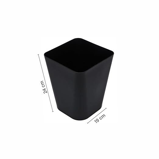 Gluman Open-Top Waste Bin for Home and Office | High Grade Plastic | Conveniently Small and Portable Size | Durable & Long-lasting (7 Litre Bin) (Black (Pack of 2))