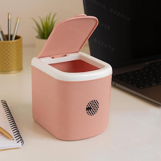 Nabhya Mini Waste Bin Disposal Dustbin Wooden Finished Dustbin For Car Office Desk And Home Use (Pink),Open Top