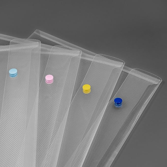 Comma Jellybean Folder | A4 Size Transparent Plastic File Folder | PP Document Holder with Snap Button (Pack of 5) - Assorted