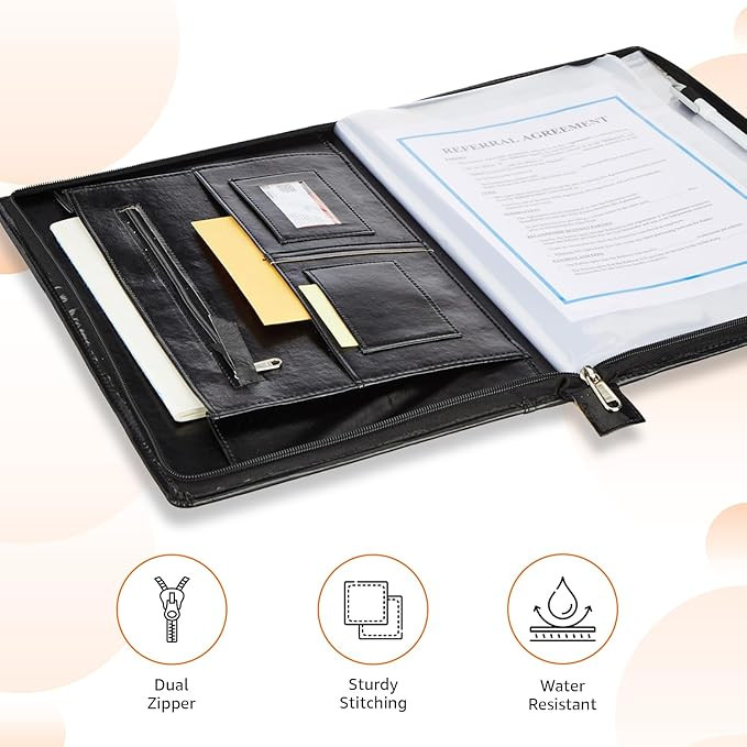 Amazon Basics Leatherette File Folder | Document Storage | Premium Design | Water Resistant | Durable | Certificate Holder (Size: B4)