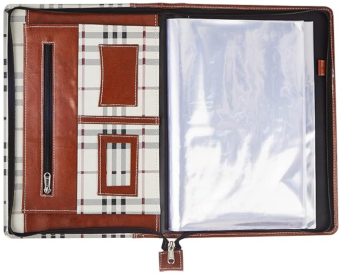 Amazon Brand - Solimo Premium Leatherette Folder with Fixed 20 Thick Pockets, Tan, A4