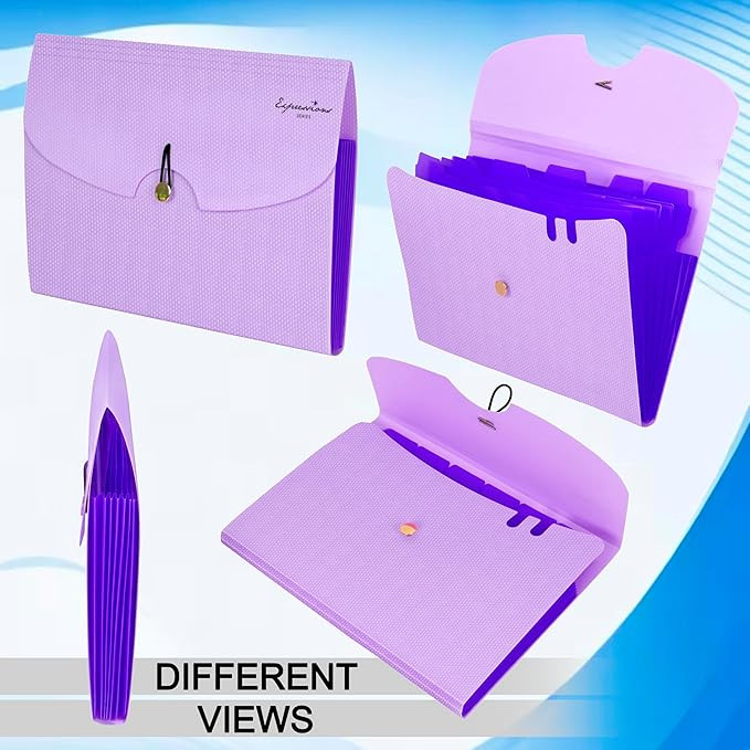 NISUN 7 Pocket Expanding File Folder, Accordion File Organizer with Labels, Letter Size Folders for Documents, Portable Filing Folder for School Home Office (Purple)
