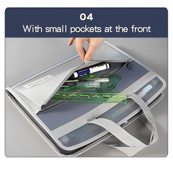 Folder Bag for Certificates and Documents – 13-Pocket A4 Size Expanding File Folder Bag with Zipper Closure, Waterproof Document Organizer with Handle and Front Compartment (Multicolour)
