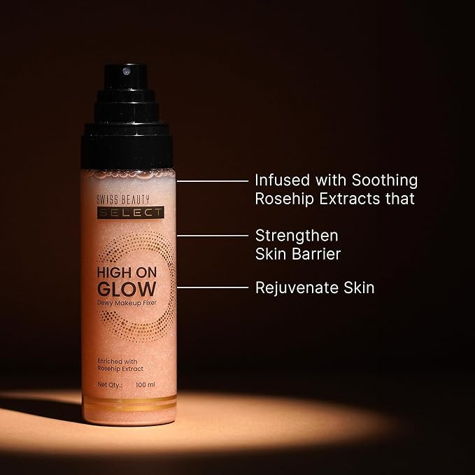 Swiss Beauty Select High on Glow Hydrating Fixer with glass-like glow | Non- Sticky & Quick Drying | 100ml