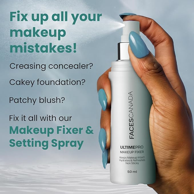 FACESCANADA Ultime Pro Makeup Fixer, 50 Ml | Long Lasting Makeup Setting Spray | Keeps Makeup Intact | Hydrates, Soothes & Refreshes Skin | Hyaluronic Acid & Vitamin E Enriched | No Alcohol