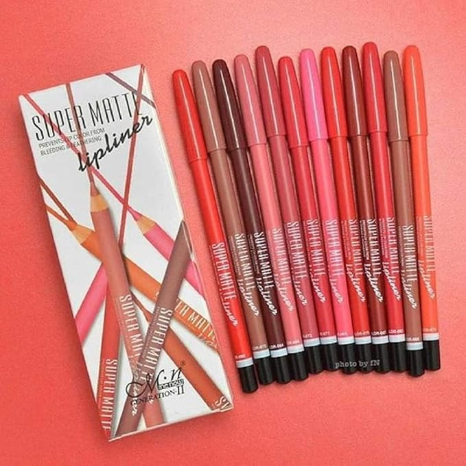 15cm Waterproof Matte Lip Liner Pencil Set 12 Shades | Precise & Long-Lasting | Lightweight for Smooth Application |