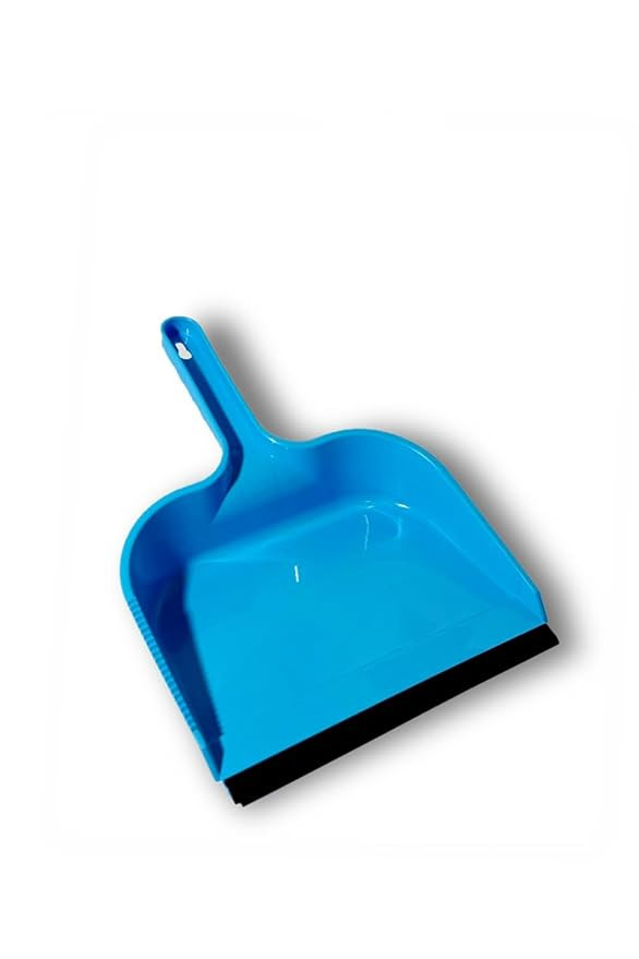 Heavy Duty Plastic Dustpan with Rubber Edge, Blue Cleaning Tool for Home, Office, Kitchen, and Floor Use – Durable Handheld Dust Collector for Easy Sweeping and Cleaning (Pack of 1)