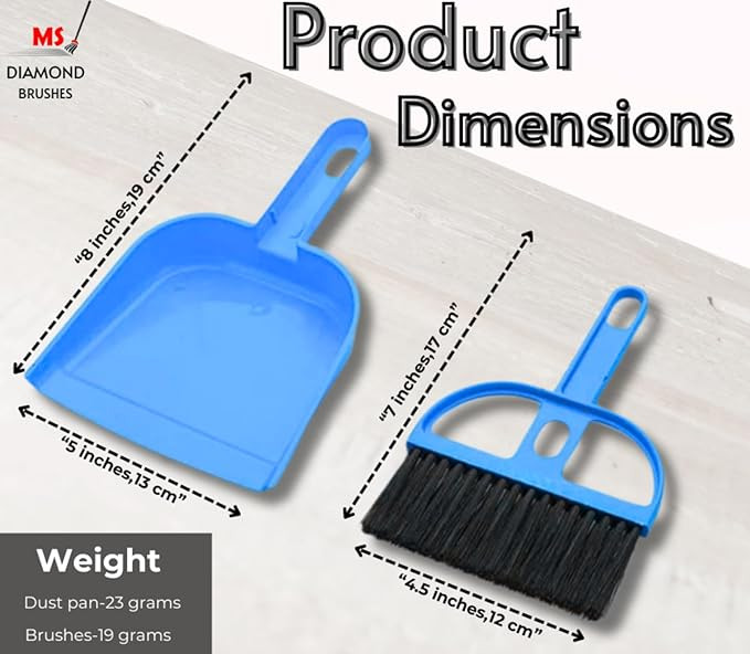 Mini Broom with Dustpan Mini Dustpan and Brush Set, Hand Broom Cleaning Tool for Table, Desk, Car Kitchen & Animal Waste Dusting (Multicolor Pack of 1)