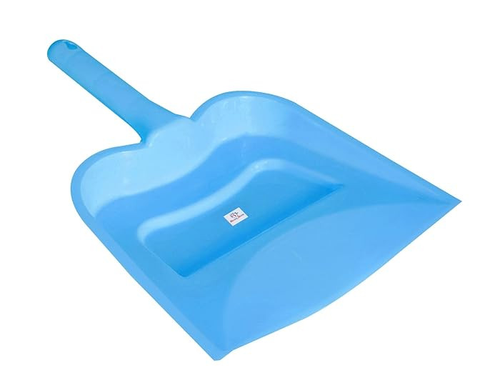 Heart Home Plastic Lightweight 12" Dustpan with Comfort Grip Handle for Easy Sweep Broom, Pack of 2 (Pink & Blue)