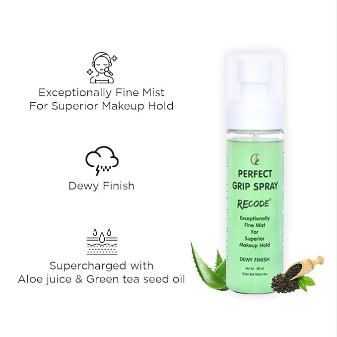 Recode Perfect Grip Spray Makeup Fixer 100 Ml|Dewy Finish|Vitamin E Enriched|Long Lasting|Keeps Makeup Intact|Hydrates, Soothes & Refreshes Skin