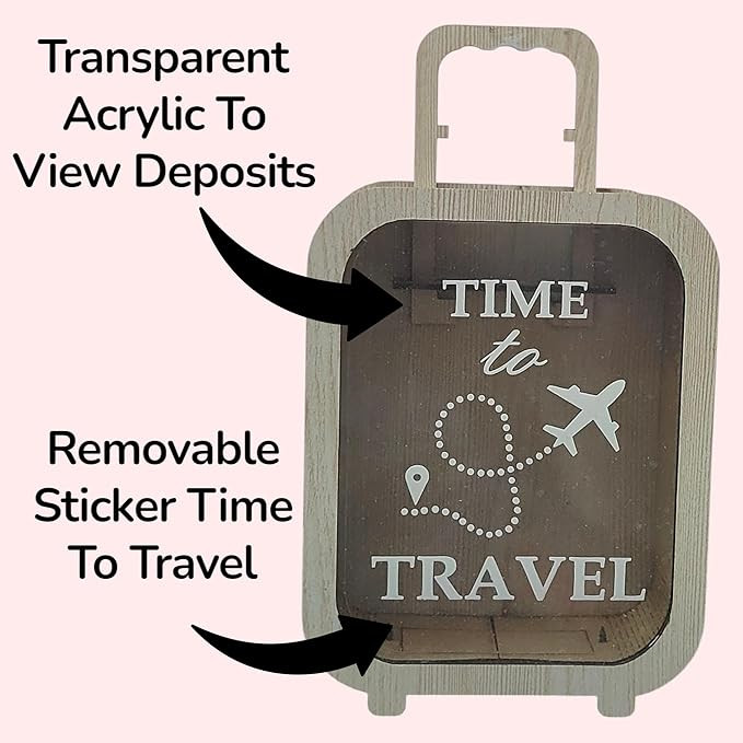 Personalized Name Piggy Bank, Coin Box Gullak for All Ages Best for Return Gift Money Saving 50000 Target Amount, Trolly Shape (Beige)