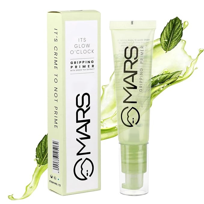 MARS Glow O' Clock Gel Primer for Face Makeup | Enriched with Green Tea Extracts | Dewy Primer | Long Lasting | Power Grip | Ideal for Dry Skin (30ml)