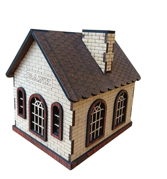 Wooden House Shape Piggy Bank for Kids with Lock Secure | Money Saving Bank for Girls Boys | Best Return Gift | Home Decor (Style 1, Modern)