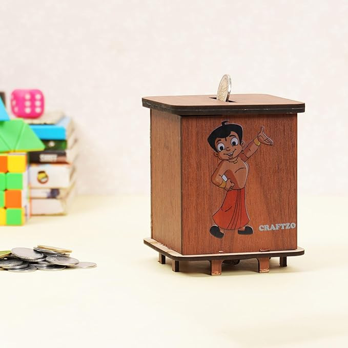 Chota Bhim Wooden Money Bank | Piggy Bank | Gullak | Storage Bank | Gift for Boys | Perfect Return Gift Items for Kids