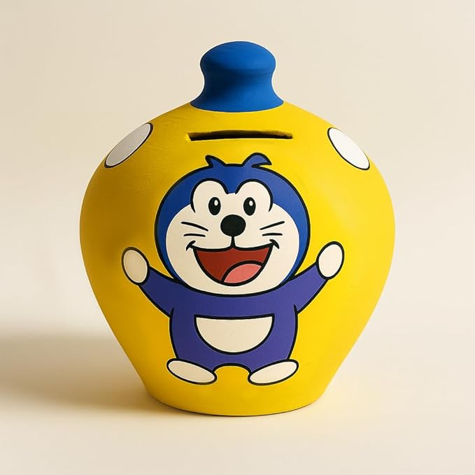 Multicolor Mitti Gullak for Kids | Baccho Ke Liye Handpainted Clay Piggy Bank | Mitti Ka Money Bank | Earthen Coin Bank for Gifting