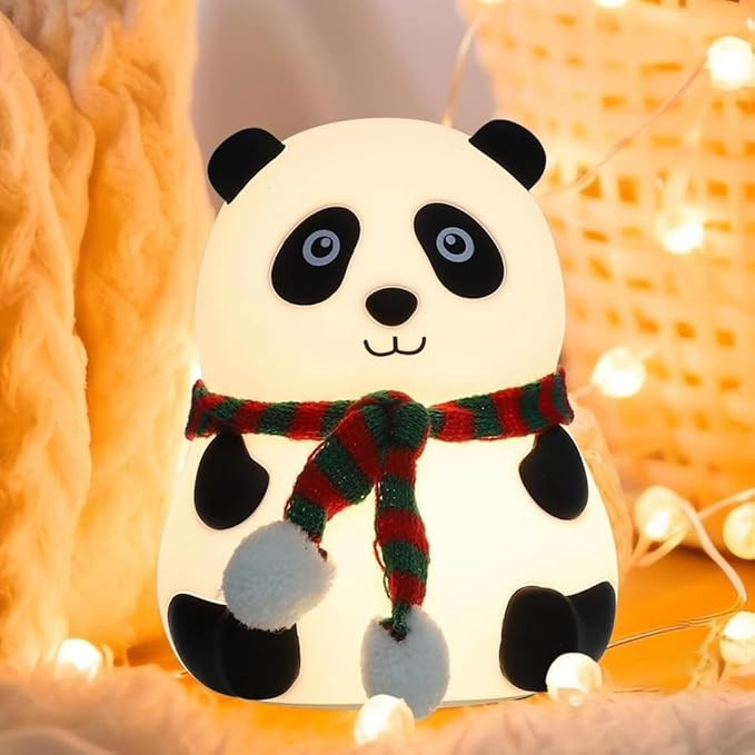 One94Store Rechargeable Silicone Panda Night Light for Kids | 7-Color LED Changing Lamp |Adorable Room Decor & Gift for Toddlers, Teens, & Valentine's Day Present|Soft BPA-Free Nightlight| Multicolour