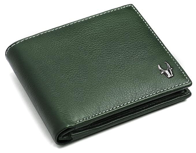 WildHorn Olive Leather Men's Wallet (WH2050) (Green)