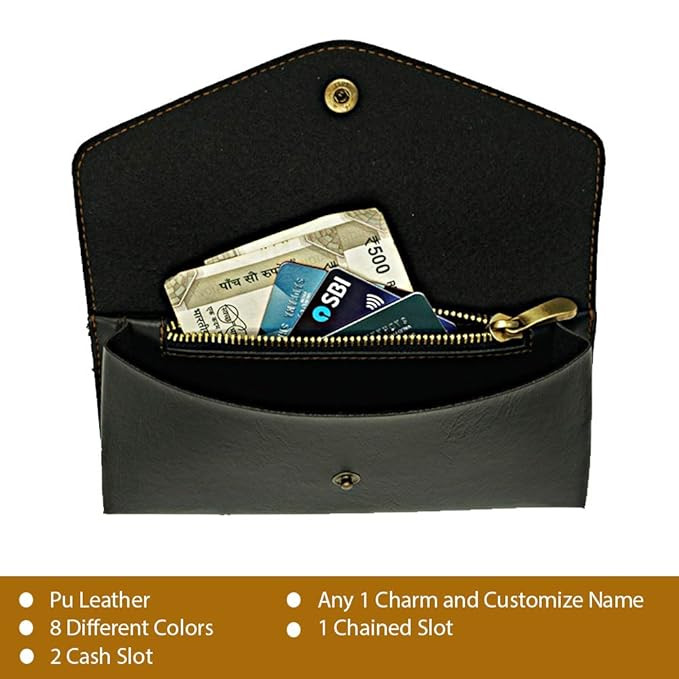 Combo Men's Artificial Leather Personalized Wallet and Ladies Wallet - Gift for Love/Husband Wife