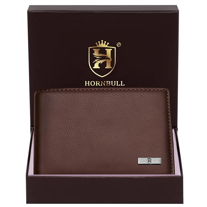 HORNBULL Maddison Men's Brown Genuine Leather Wallet | Branded Quality Wallet for Men with RFID Blocking | Mens Gift Set