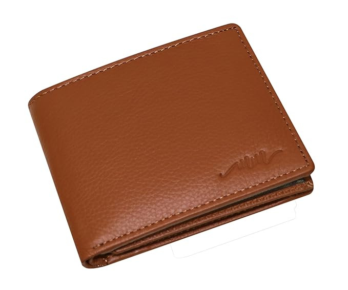 MM Designs | Genuine Leather Mens Bifold Wallet | Multiple Card Slots | Coin Pocket and Paper Note Compartment (Tan)