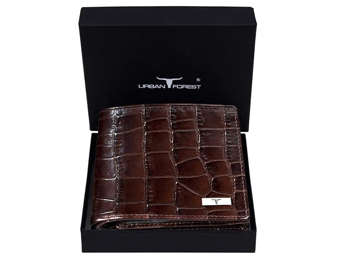 URBAN FOREST Drogon Brown Printed Leather Wallet for Men