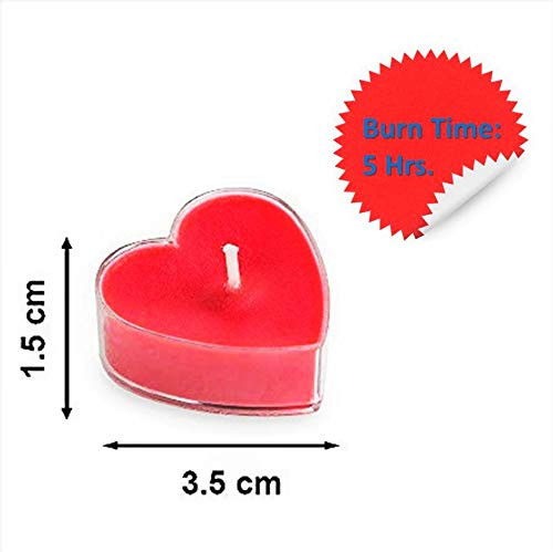 Scented Candles For Home Decor, Rose Fragrance, Heart Shape, Red Color, Pack Of 12, 3.5 X 1.5 Cm - Wax