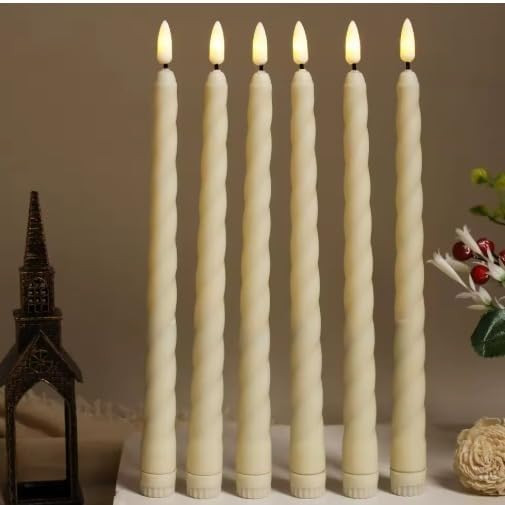 SATYAM KRAFT 2 Pcs LED Flameless Taper Candles | Romantic Love Gift for Him/Her | Candle Light for Home Decor, Birthday, Festival Gifting, Wedding, Christmas, Valentine's Day